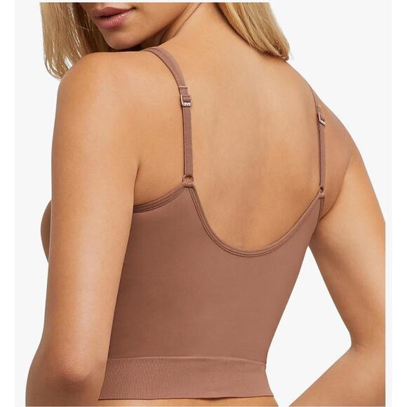 Brand New Maidenform Women's Large Cocoa Brown Seamless Smoothing Cropped Cami - Picture 2 of 5